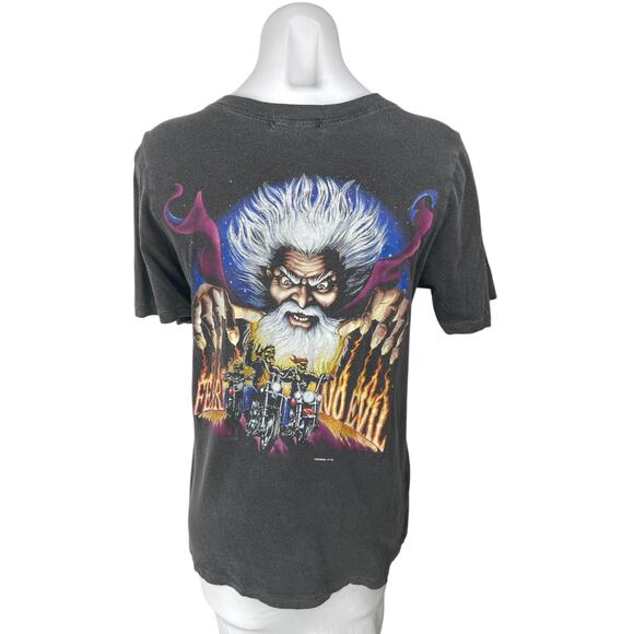 Truly Madly Deeply Fear No Evil Black Skull Print V-Neck Tee T-Shirt Top Size S - Picture 2 of 6